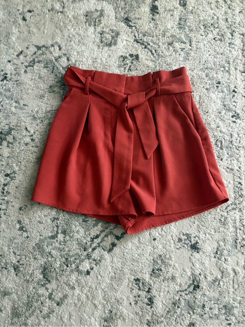 free press High-Waist Tie-Belt Shorts in Rust